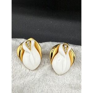 Vintage KJL Avon Earrings Roses Clip‎ Ons Gold Tone Pierced